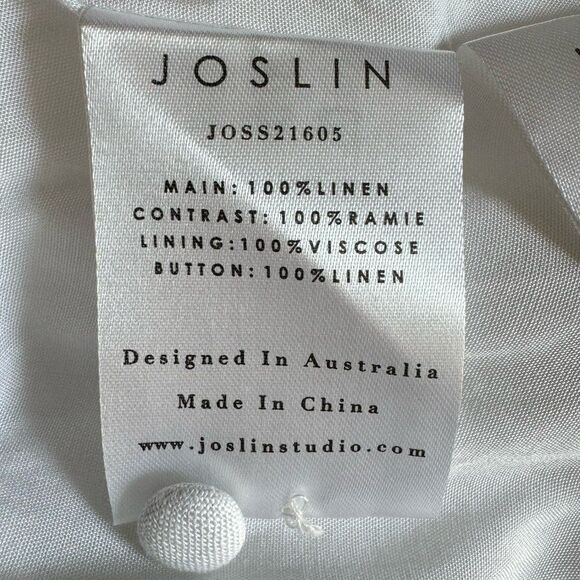 NWOT Joslin Chloe Linen Ramie Midi Dress in Optical White Size 10 - Picture 8 of 8